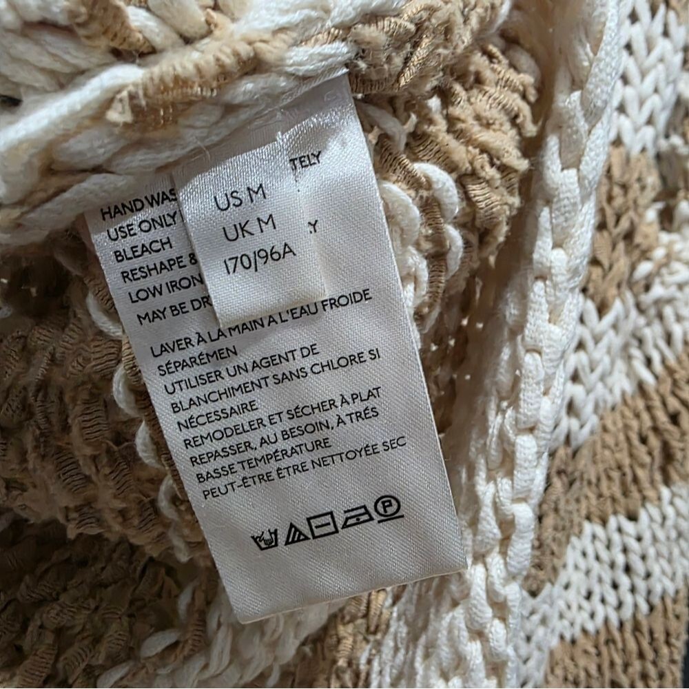 Free People Women's Wave After Wave Loopy Knit Sleeveless Sweater Sz M Tan Cream - Picture 11 of 13
